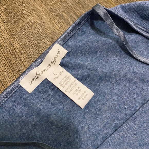 Ambiance Apparel Blue Camisole Top Blue Cami Basic Undershirt Size Large - Picture 3 of 6
